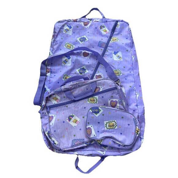Vintage 90's Y2K Dance Travel Garment Bag Duffel Toiletry Zipper Purple Girls - Picture 1 of 11